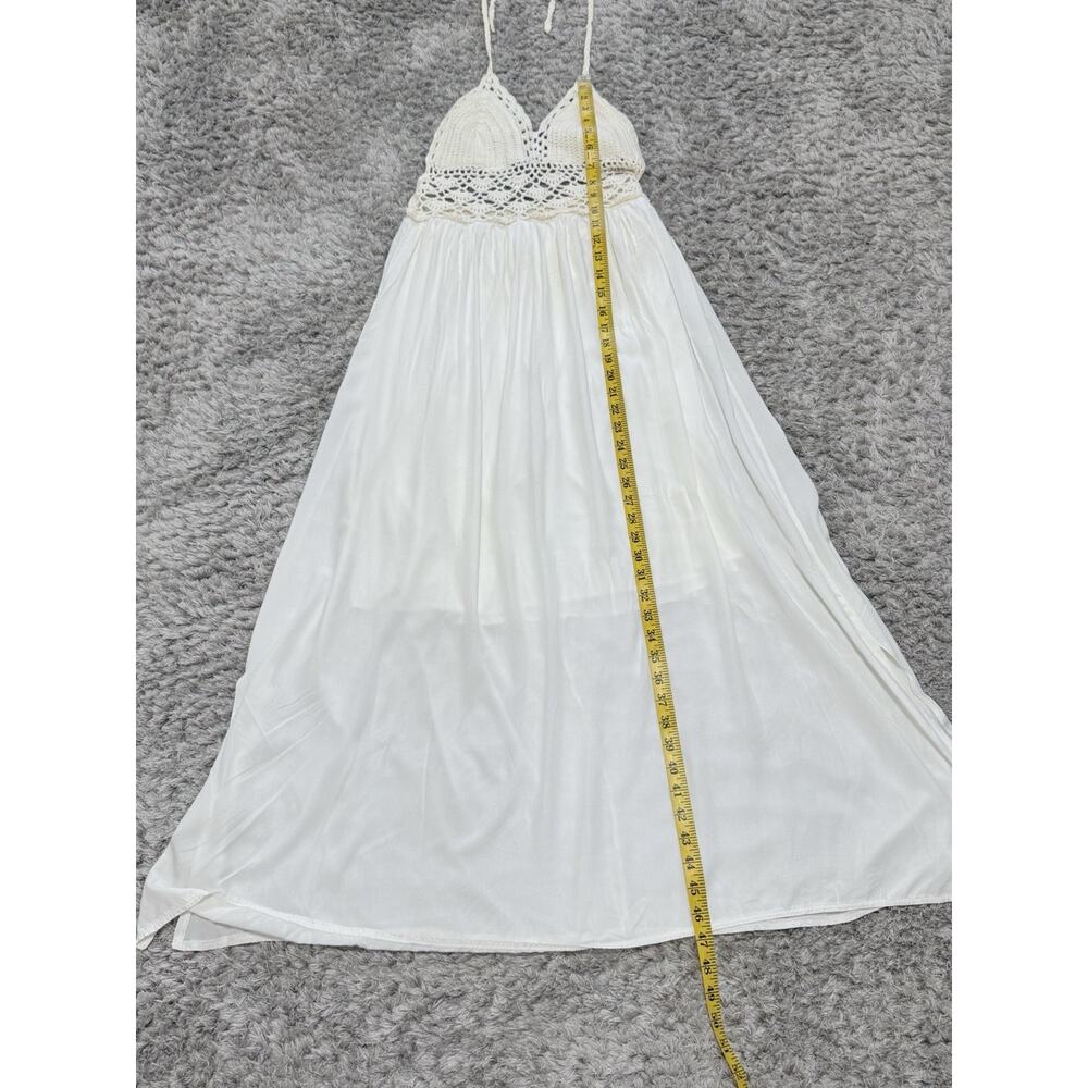 Lilbetter Womens Ivory Crochet Halter Maxi Dress Boho Beach Resort Vacation S - Picture 13 of 14